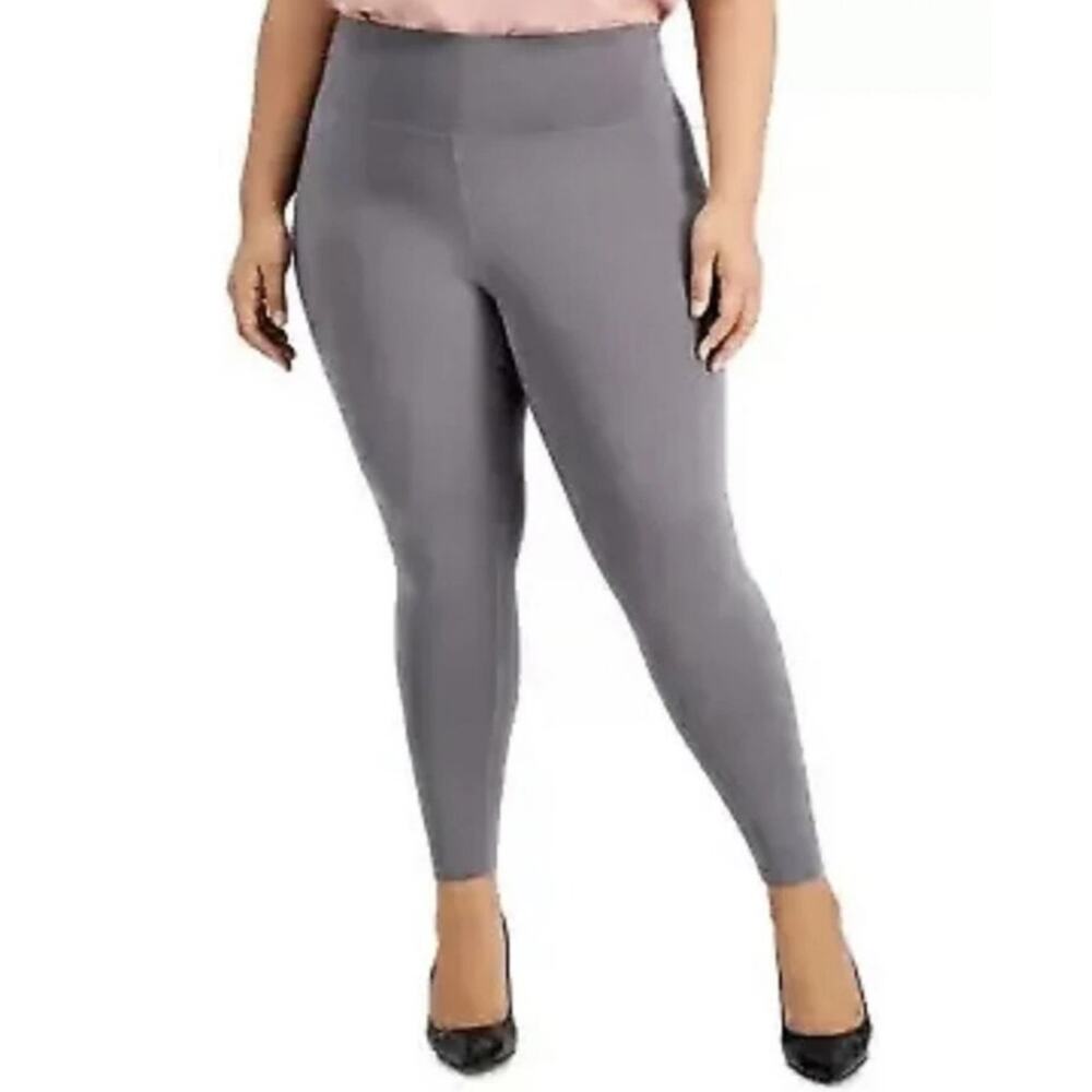 New INC International Concepts Womans 1X Compression Leggings High Rise Grey NWT